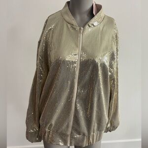 Serra Sequin Gold Bomber Jacket